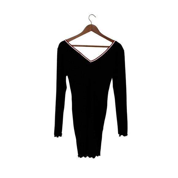 Hearts and Hips Charcoal Grey Women's Junior Long Sleeve V-Neck Dress Size M - Picture 5 of 5